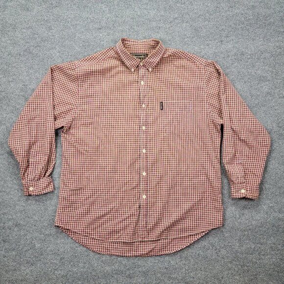 Abercrombie Fitch Shirt‎ Mens 2XL Red Plaid Button Down Long Sleeve Outdoors - Picture 1 of 8